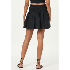 The Drop Rosalia Smocked Waist Linen Blend‎ Mini Skirt Black XL